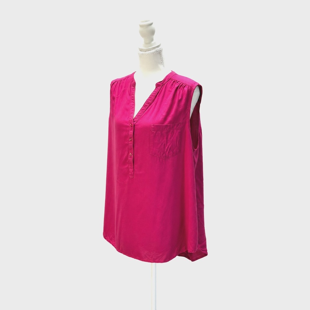 Great Northwest Indigo Womens 2X Pink Rayon Tank Blouse Casual Summer Top Plus